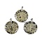 Natural Dalmatian Jasper Flat Round Pendants, Tree of Life Charms with Rack Plating Platinum Tone Brass Snap on Bails, Cadmium Free & Lead Free, 30.5~32x25~25.5x6.5~7.5mm, Hole: 4.5x3.5mm