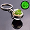 Luminous Alloy Glass Keychain, with Key Ring, Round with Clover, PapayaWhip, 8x2cm