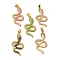 Brass Micro Pave Cubic Zirconia Pendants, with Enamel , Real 18K Gold Plated, Snake, 44x21x4mm, Hole: 7.5x4.5mm