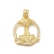 Rack Plating Brass with Cubic Zirconia Pendants, Long-Lasting Plated, Lead Free & Cadmium Free, Anchor & Helm Charms, Real 18K Gold Plated, 29x25x4mm, Hole: 3x5mm