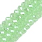 Electroplate Glass Beads Strands, Imitation Jade Beads, Pearl Luster Plated, Faceted, Rondelle, Pale Green, 6x5mm, Hole: 1mm, about 84~85pcs/strand, 16.34~16.54 inch(41.5~42cm)