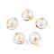 Transparent Handmade Blown Glass Globe Beads, Wave Point Pattern, Round, Orange, 13.5~14.5x14~15mm, Hole: 1~2mm