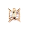 Brass Clear Cubic Zirconia Pendants, Long-Lasting Plated, Bowknot, Real 14K Gold Plated, 14x12x4mm, Hole: 1.2mm