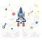 PVC Wall Stickers, Wall Decoration, Space Theme Pattern, 980x390mm, 2pcs/set