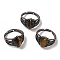 Natural Tiger Eye Horse Eye Adjustable Rings, Lead Free & Cadmium Free, Red Copper Plated Brass Finger Rings for Women Men, Inner Diameter: 19mm