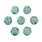 Synthetic Turquoise Beads, with Golden Tone Brass Slices, Flat Round with Constellations, Pisces, 15x5mm, Hole: 1mm