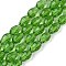 Transparent Glass Beads Strands, Faceted, Teardrop, Lime Green, 8x6mm, Hole: 1.2mm, about 65~67pcs/strand, 20.08 inch(51cm)