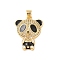 Brass Micro Pave Cubic Zirconia Pendants, with Enamel, Real 18K Gold Plated, Panda, Black, 26.5x19.5x5.5mm, Hole: 4x3mm