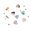 Fashewelry 10 Pair 10 Color Transparent Resin & Wood Stud Earring Findings DIY-FW0001-08-2