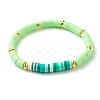 Natural Sandalwood Round & Polymer Clay Heishi Beads Stretch Bracelets Sets BJEW-JB07437-5