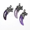 Antique Silver Zinc Alloy Natural Amethyst Big Pendants G-F228-62I-FF-1