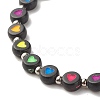 Flat Round with Heart Beaded Stretch Bracelet for Women BJEW-JB07552-04-4