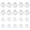 304 Stainless Steel Pendant Cabochon Settings and Clear Half Round Glass Cabochon STAS-X0017-12P-16mm-1