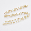 Brass Textured Paperclip Chain Necklace Making MAK-S072-03A-G-2