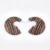 Printed Wooden Stud Earrings WOOD-T021-38-2