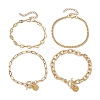 4Pcs 4 Styles 304 Stainless Steel & Brass Chain Bracelets BJEW-JB11022-1