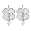 925 Sterling Silver with Shell Stud Earrings Findings EJEW-B038-03P-1
