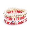 Handmade Polymer Clay Heishi Beads Stretch Bracelets Set BJEW-JB07401-03-1