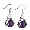 Natural Amethyst Palm Dangle Earrings EJEW-A092-09P-07-3