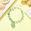 4Pcs 4 Style Natural Mixed Gemstone Heart Charm Bracelets Set with Chips Beaded Chains BJEW-TA00295-5