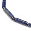 Natural Gemstone Column & Synthetic Hematite Stretch Bracelet BJEW-JB08458-6