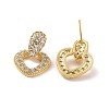 Clear Cubic Zirconia Hollow Out Heart Dangle Stud Earrings EJEW-F298-10G-2
