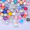 Printed Round Silicone Focal Beads SI-JX0056A-21-2