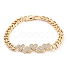 Cubic Zirconia Link Bracelet with Golden Brass Curb Chains BJEW-C055-06I-G-1