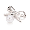 Alloy Bowknot Brooch with Plastic Pearl JEWB-A004-02P-2