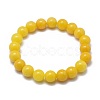 Natural Yellow Jade Bead Stretch Bracelets X-BJEW-K212-A-038-2