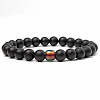 Frosted Natural Obsidian Round Beaded Stretch Bracelets ZO4749-2-1