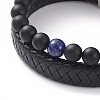 Unisex Stretch Bracelets & Leather Cord Bracelets Sets BJEW-JB04895-01-2