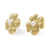 Flower Real 14K Gold Plated 304 Stainless Steel Stud Earrings EJEW-P258-36G-01-2