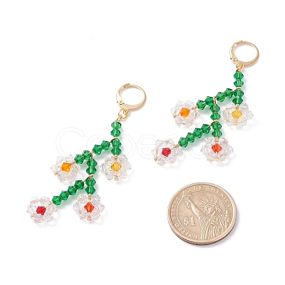 Sparkling Faceted Beaded Flower of Life Dangle Hoop Earrings for Girl Women X1-EJEW-TA00022-1