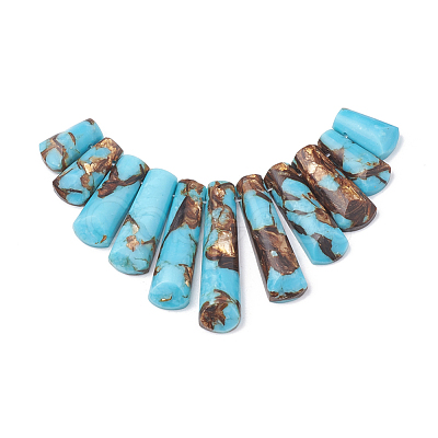 Assembled Bronzite and Synthetic Turquoise Beads Strands G-S326-007-1