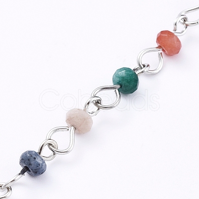 Handmade Natural Malaysia Jade Beaded Chains AJEW-JB00539-06-1