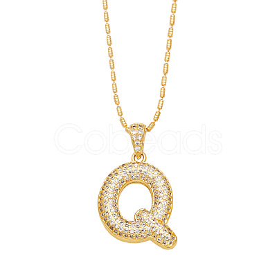 Brass Micro Pave Cubic Zirconia Pendant Necklaces PW-WG99827-17-1