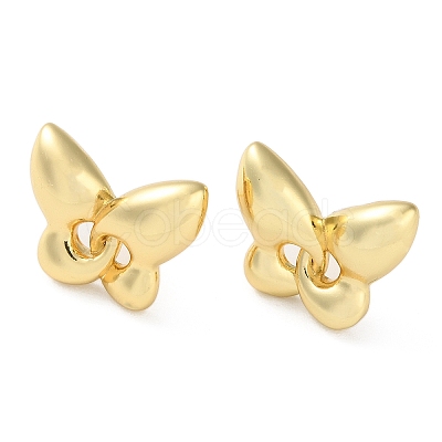 Butterfly Rack Plating Brass Stud Earrings for Women EJEW-A045-03G-1