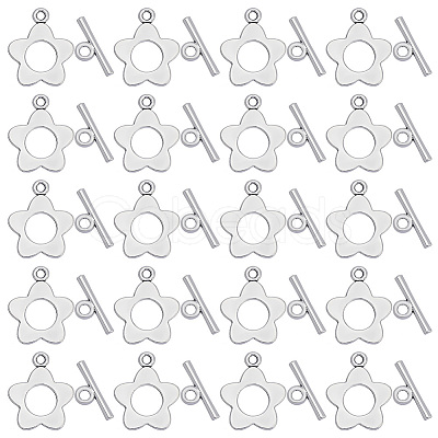 SUNNYCLUE 100Pcs Flower Tibetan Style Alloy Toggle Clasps FIND-SC0008-10-1