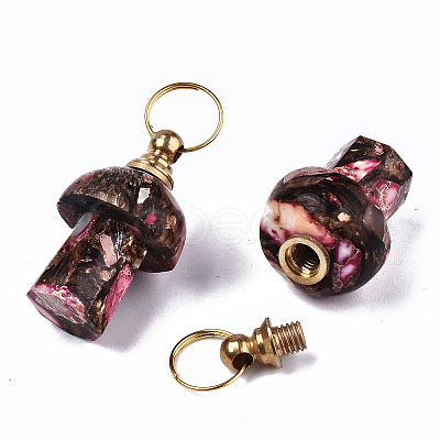 Assembled Synthetic Bronzite and Imperial Jasper Openable Perfume Bottle Pendants G-S366-057C-1