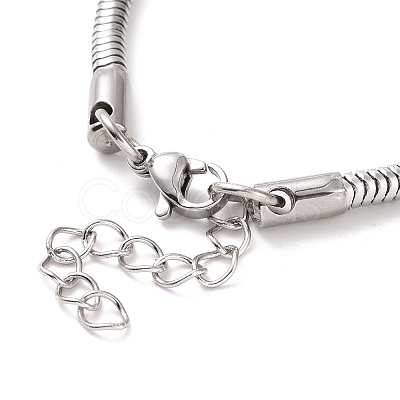 Non-Tarnish 304 Stainless Steel Round Snake Chains Bracelet for Men Women BJEW-P274-01B-1