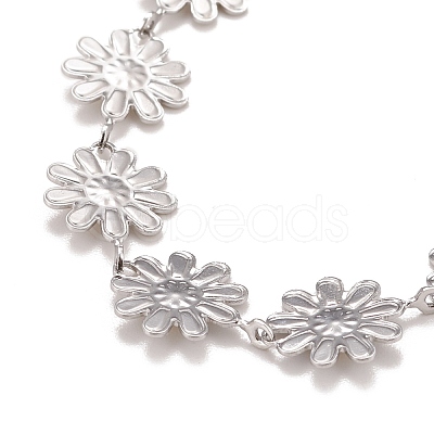 Enamel Daisy Link Chains Bracelet BJEW-P271-01P-1