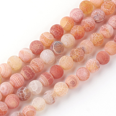 Natural Fire Crackle Agate Bead Strands G-S216-10mm-08-1