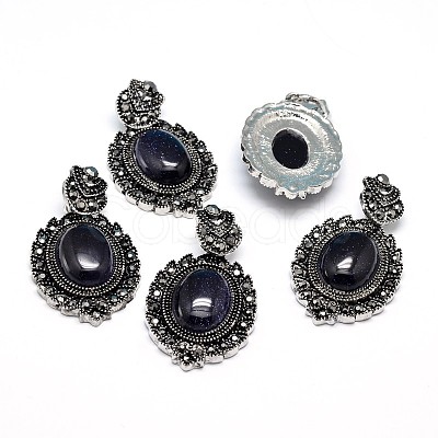 Synthetic Blue Goldstone Gothic Pendants G-F228-18E-FF-1