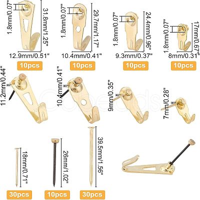 SUPERFINDINGS 110Pcs Iron Hook Hangers & Screws FIND-FH0003-63-1