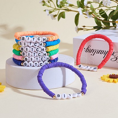 8Pcs 8 Colors Polymer Clay Heishi Surfer Stretch Bracelets Set BJEW-SW00084-1