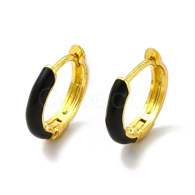 Classic Enamel Hoop Earrings EJEW-H091-03G-1