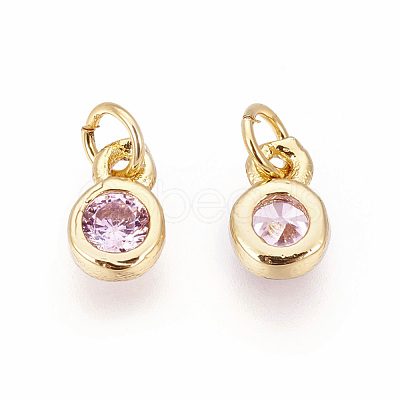 Brass with Single Cubic Zirconia Charms ZIRC-F095-03G-03-1