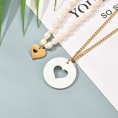 Heart Pendant Necklaces Set for Girl Women NJEW-JN03682-1