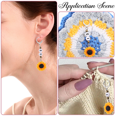 Resin Sunflower Pendant Decorations HJEW-SC00058-1